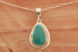 Genuine Kingman Turquoise Sterling Silver Native American Pendant